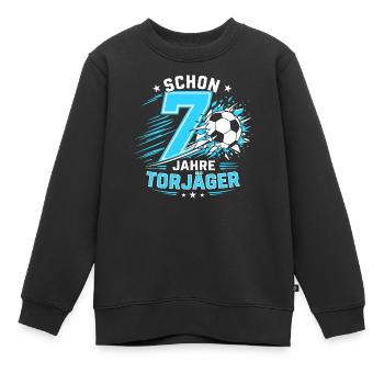 Buteur de 7 ans Cadeau d’anniversaire d’enfant en football - Sweat Premium enfant bio - noir - Devant - AI Model Kid Female (0cm)