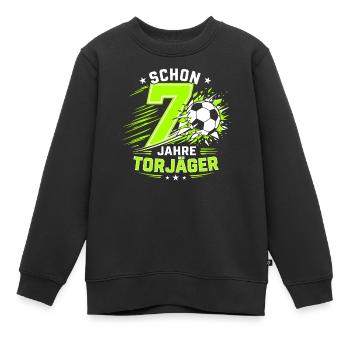 Schon 7 Jahre Torjäger – Fußball Geburtstag - Kinder Premium Organic Sweatshirt - Schwarz - Vorne - AI Model Kid Female (0cm)