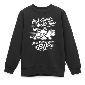 High Speed Nichts Tun Schildkröte - Kinder Premium Organic Sweatshirt - Schwarz - Vorne - AI Model Kid Female (0cm)