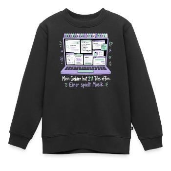 211 Tabs offen — einer spielt Musik - Kinder Premium Organic Sweatshirt - Schwarz - Vorne - AI Model Kid Female (0cm)