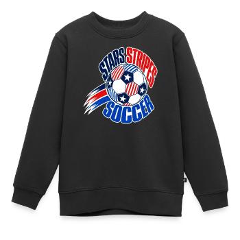USA Soccer Fan 2026, Stars and Stripes Soccer Ball - Kinder Premium Organic Sweatshirt - Schwarz - Vorne - AI Model Kid Female (0cm)