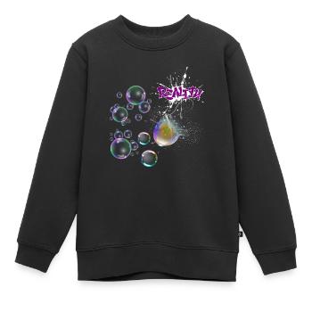 "Reality Bursts the Bubble" Hip-Hop Tee - Kids Premium Organic Sweatshirt - black - Front - AI Model Kid Female (0cm)