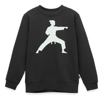 Silhouette d’arts martiaux Karaté Femme - Sweat Premium enfant bio - noir - Devant - AI Model Kid Female (0cm)