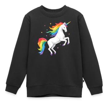 Licorne arc-en-ciel géométrique - Sweat Premium enfant bio - noir - Devant - AI Model Kid Female (0cm)