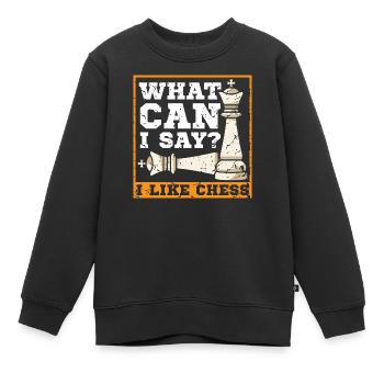Échiquier des joueurs d’échecs - Sweat Premium enfant bio - noir - Devant - AI Model Kid Female (0cm)