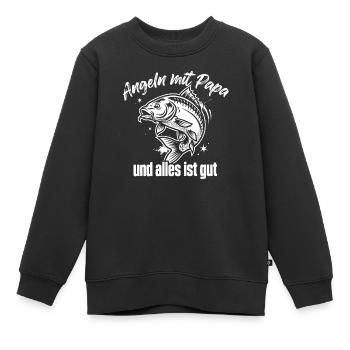 Angeln mit Papa – Alles ist gut - Kinder Premium Organic Sweatshirt - Schwarz - Vorne - AI Model Kid Female (0cm)