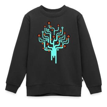 baum2_3f - Kinder Premium Organic Sweatshirt - Schwarz - Vorne - AI Model Kid Female (0cm)
