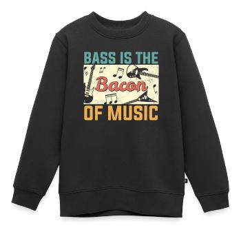 La basse est le bacon de Music Guitar Player - Sweat Premium enfant bio - noir - Devant - AI Model Kid Female (0cm)