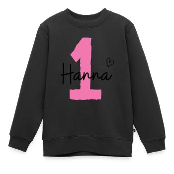 Hanna eins - Kinder Premium Organic Sweatshirt - Schwarz - Vorne - AI Model Kid Female (0cm)