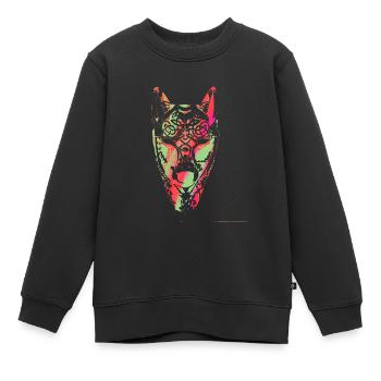 Loup, Vikings, Teutons, Asgard, Midgard, Valhalla - Sweat Premium enfant bio - noir - Devant - AI Model Kid Female (0cm)
