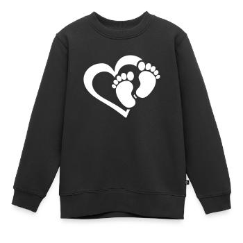 Bébé pieds coeur bébé Grossesse Accouchement - Sweat Premium enfant bio - noir - Devant - AI Model Kid Female (0cm)