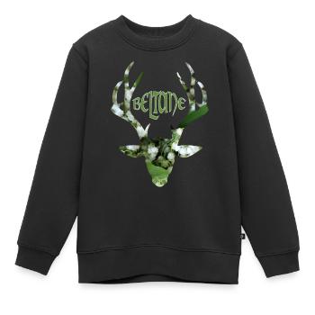 beltane hirschkopf maiglöckchen - Kinder Premium Organic Sweatshirt - Schwarz - Vorne - AI Model Kid Female (0cm)