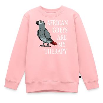Funny Quote Perroquet gris africain comme thérapie - Sweat Premium enfant bio - rose - Devant - AI Model Kid Female (0cm)