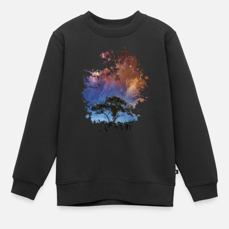 Baum bei Nacht - Kinder Premium Organic Sweatshirt - Schwarz