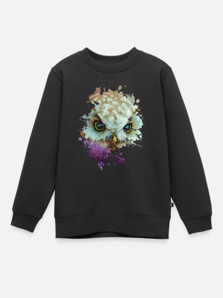 Eule - Kinder Premium Organic Sweatshirt - Schwarz