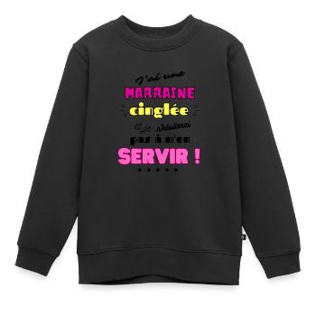 Marraine cinglée - Sweat Premium enfant bio - noir - Devant - AI Model Kid Female (0cm)