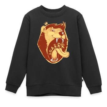 Leo - Comment va le roi des bêtes ? ROARRR ! - Sweat Premium enfant bio - noir - Devant - AI Model Kid Female (0cm)