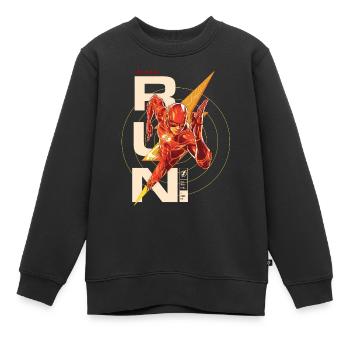 The Flash Schriftzug RUN. - Kinder Premium Organic Sweatshirt - Schwarz - Vorne - AI Model Kid Female (0cm)