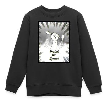 Sauvez les cuillères - Sweat Premium enfant bio - noir - Devant - AI Model Kid Female (0cm)