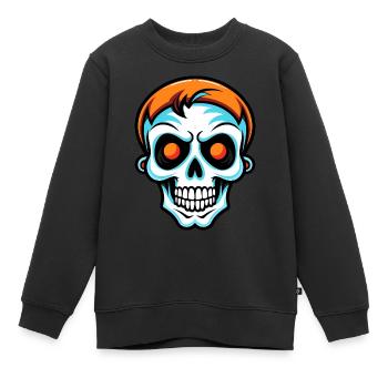 Süßer Halloween Schädel - Kinder Premium Organic Sweatshirt - Schwarz - Vorne - AI Model Kid Female (0cm)