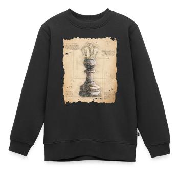 Schach König / Königin. Altmodischer vintage Stil. - Kinder Premium Organic Sweatshirt - Schwarz - Vorne - AI Model Kid Female (0cm)