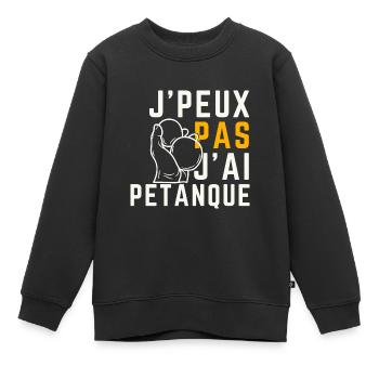 Ich kann kein Pétanque haben - Kinder Premium Organic Sweatshirt - Schwarz - Vorne - AI Model Kid Female (0cm)