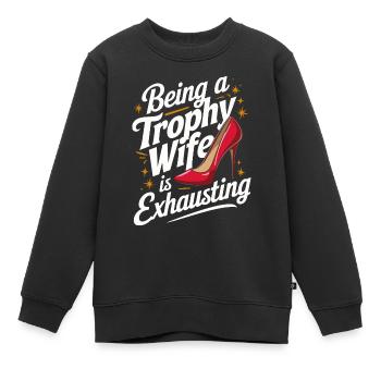 Frau Ehefrau Partnerin Familie Verheiratet - Kinder Premium Organic Sweatshirt - Schwarz - Vorne - AI Model Kid Female (0cm)