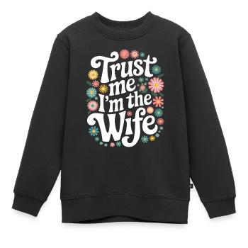Frau Ehefrau Partnerin Familie Verheiratet - Kinder Premium Organic Sweatshirt - Schwarz - Vorne - AI Model Kid Female (0cm)