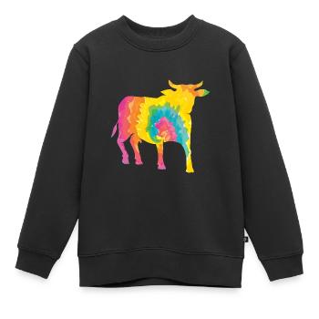 Bovins de buffle Bœufs - Sweat Premium enfant bio - noir - Devant - AI Model Kid Female (0cm)