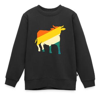 Bovins de buffle Bœufs - Sweat Premium enfant bio - noir - Devant - AI Model Kid Female (0cm)