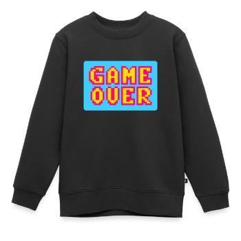Game Over retrogaming vintage pixels - Sweat Premium enfant bio - noir - Devant - AI Model Kid Female (0cm)