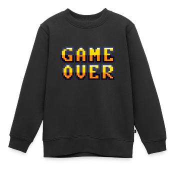 Game Over retrogaming vintage pixels - Sweat Premium enfant bio - noir - Devant - AI Model Kid Female (0cm)