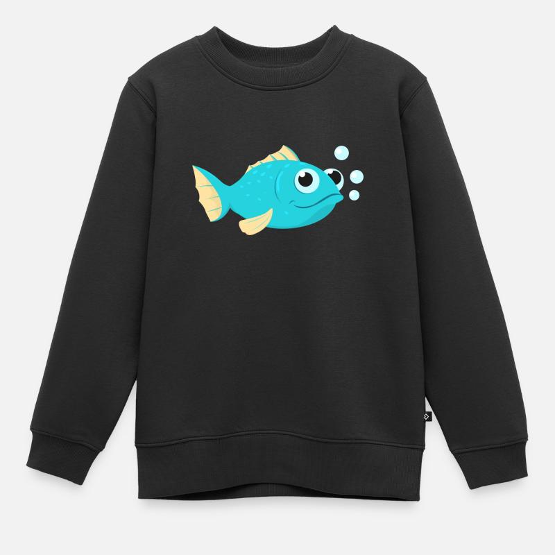 petit poisson poisson pêche - Sweat Premium enfant bio - noir
