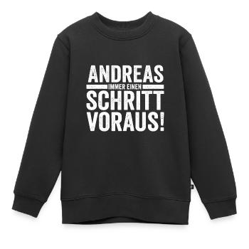 Vorname Andreas - Kinder Premium Organic Sweatshirt - Schwarz - Vorne - AI Model Kid Female (0cm)