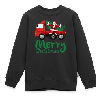 CAMION PAPA NOEL - Sweat Premium enfant bio - noir - Devant - AI Model Kid Female (0cm)