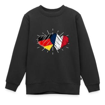 Franzose Deutschland Herz Frankreich - Kinder Premium Organic Sweatshirt - Schwarz - Vorne - AI Model Kid Female (0cm)