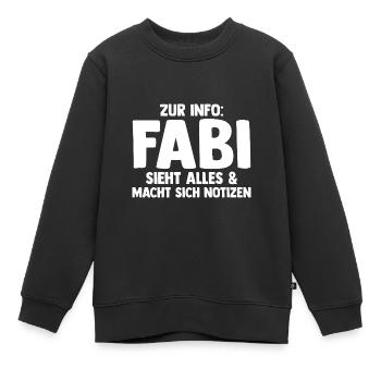 Fabian - Kinder Premium Organic Sweatshirt - Schwarz - Vorne - AI Model Kid Female (0cm)