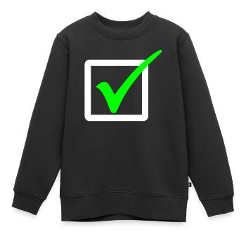 Abgehakt / Haken / Richtig 2c - Kinder Premium Organic Sweatshirt - Schwarz - Vorne - AI Model Kid Female (0cm)