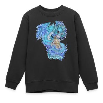 Niedlich Drache Phantasie Mythologie Wasser See - Kinder Premium Organic Sweatshirt - Schwarz - Vorne - AI Model Kid Female (0cm)