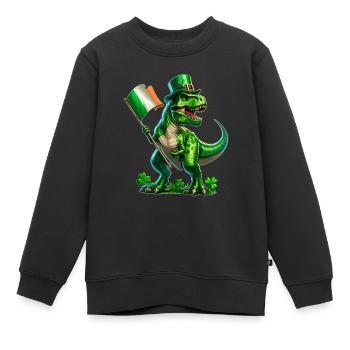 St. Patrick's Day T-Rex: Irischer Stolz - Kinder Premium Organic Sweatshirt - Schwarz - Vorne - AI Model Kid Female (0cm)