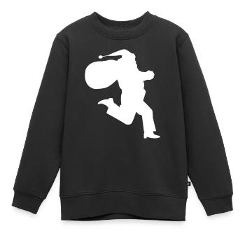 Running Santa Claus Geschenk - Kinder Premium Organic Sweatshirt - Schwarz - Vorne - AI Model Kid Female (0cm)