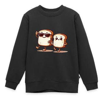 Cooles Gluten Brot Duo Cartoon Design - Kinder Premium Organic Sweatshirt - Schwarz - Vorne - AI Model Kid Female (0cm)