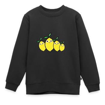 lemon family,lemon,family,lemon, comic - Kids Premium Organic Sweatshirt - black - Front - AI Model Kid Female (0cm)