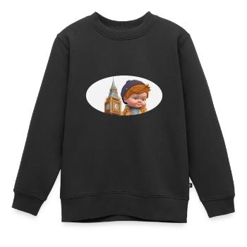 BIG BEN - Junge - SOUVENIR LONDON - Geschenkidee - Kinder Premium Organic Sweatshirt - Schwarz - Vorne - AI Model Kid Female (0cm)