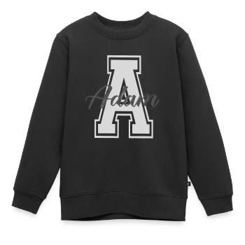 prénom ADAM fête nom tshirt personnalisé adam - Sweat Premium enfant bio - noir - Devant - AI Model Kid Female (0cm)