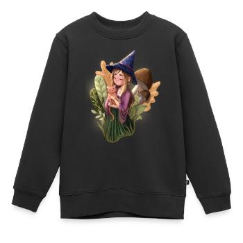 little witch with hangover - Kids Premium Organic Sweatshirt - black - Front - AI Model Kid Female (0cm)
