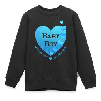 Naissance d’un garçon - Sweat Premium enfant bio - noir - Devant - AI Model Kid Female (0cm)