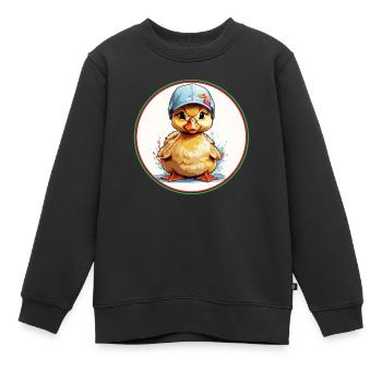 Cute naughty duckling with cap - Kids Premium Organic Sweatshirt - black - Front - AI Model Kid Female (0cm)