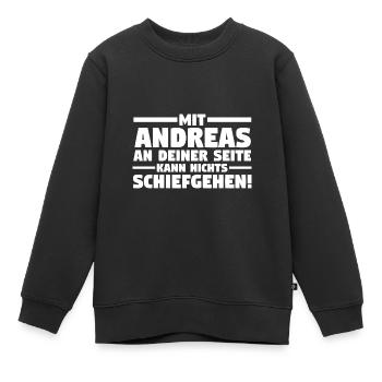 Vorname Andreas - Kinder Premium Organic Sweatshirt - Schwarz - Vorne - AI Model Kid Female (0cm)