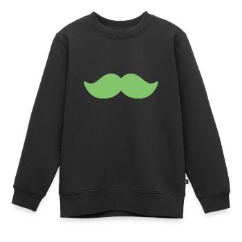 Moustache vert vif homme novembre vélo - Sweat Premium enfant bio - noir - Devant - AI Model Kid Female (0cm)